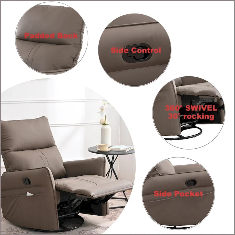 Poltrona reclinabile girevole moderna piccola con sedile imbottito extra