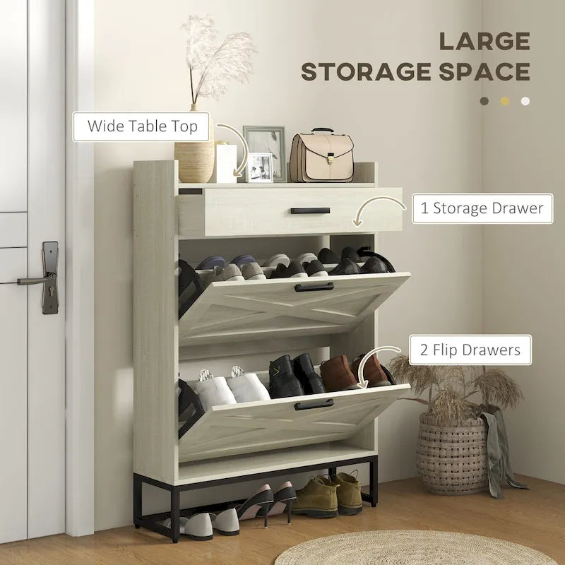 Scarpiera con ante, scarpiera a 6 ripiani con ripiani regolabili, portascarpe in legno, organizer per scarpe