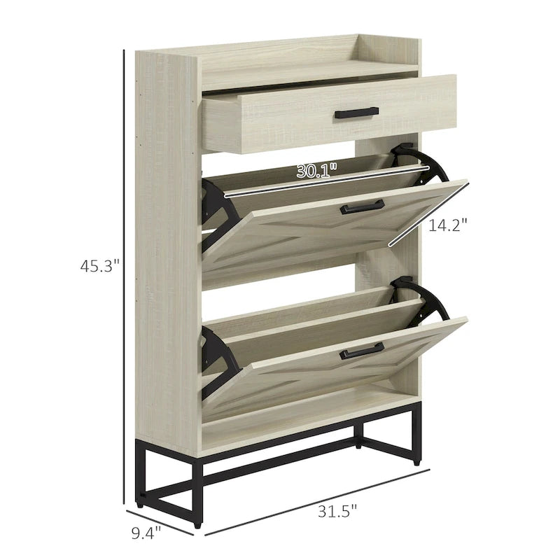 Scarpiera con ante, scarpiera a 6 ripiani con ripiani regolabili, portascarpe in legno, organizer per scarpe