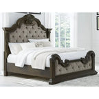   Maylee Dark Brown/Gray Upholstered Panel Bed