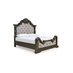 Letto con pannelli imbottiti Maylee marrone scuro/grigio
