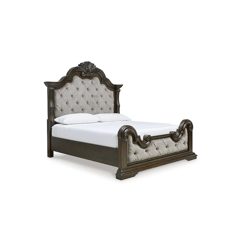 Letto con pannelli imbottiti Maylee marrone scuro/grigio