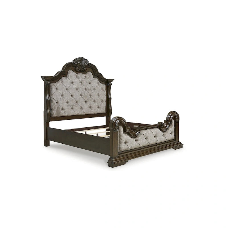 Letto con pannelli imbottiti Maylee marrone scuro/grigio