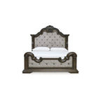 Letto con pannelli imbottiti Maylee marrone scuro/grigio