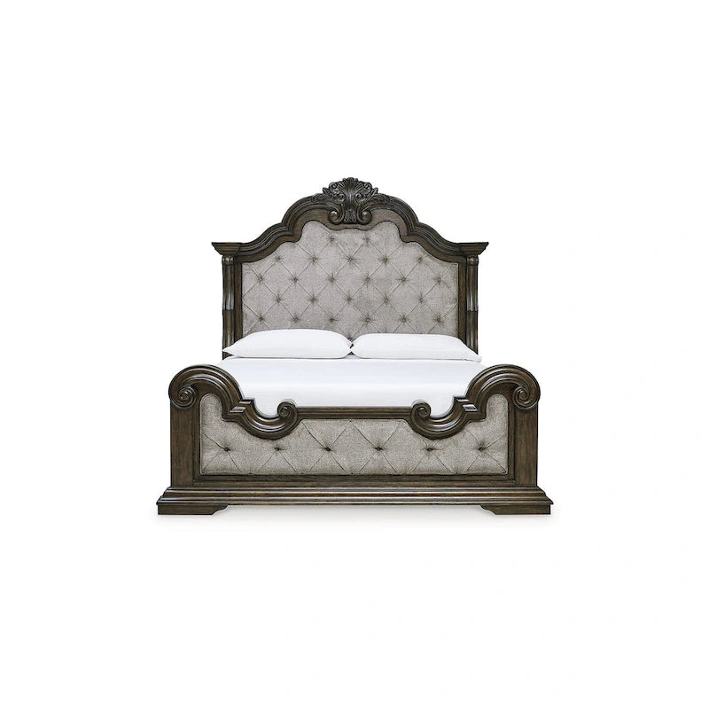 Letto con pannelli imbottiti Maylee marrone scuro/grigio