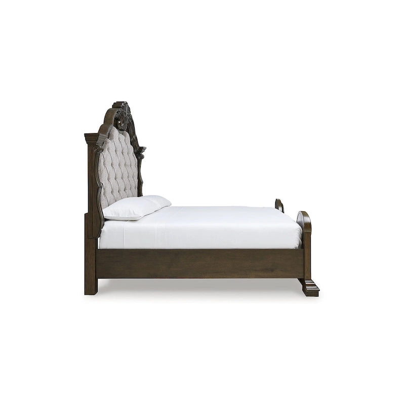 Letto con pannelli imbottiti Maylee marrone scuro/grigio