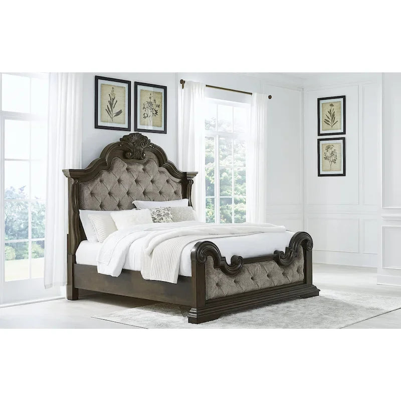 Letto con pannelli imbottiti Maylee marrone scuro/grigio