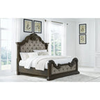 Letto con pannelli imbottiti Maylee marrone scuro/grigio