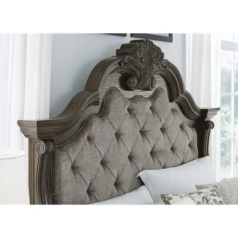 Letto con pannelli imbottiti Maylee marrone scuro/grigio