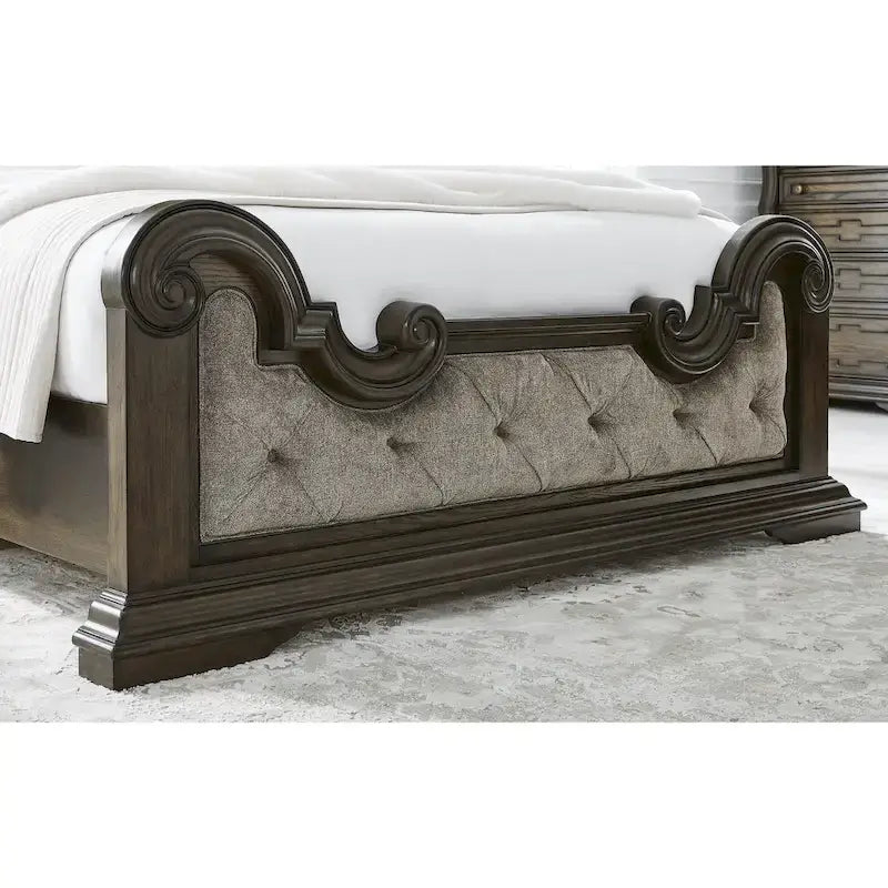 Letto con pannelli imbottiti Maylee marrone scuro/grigio