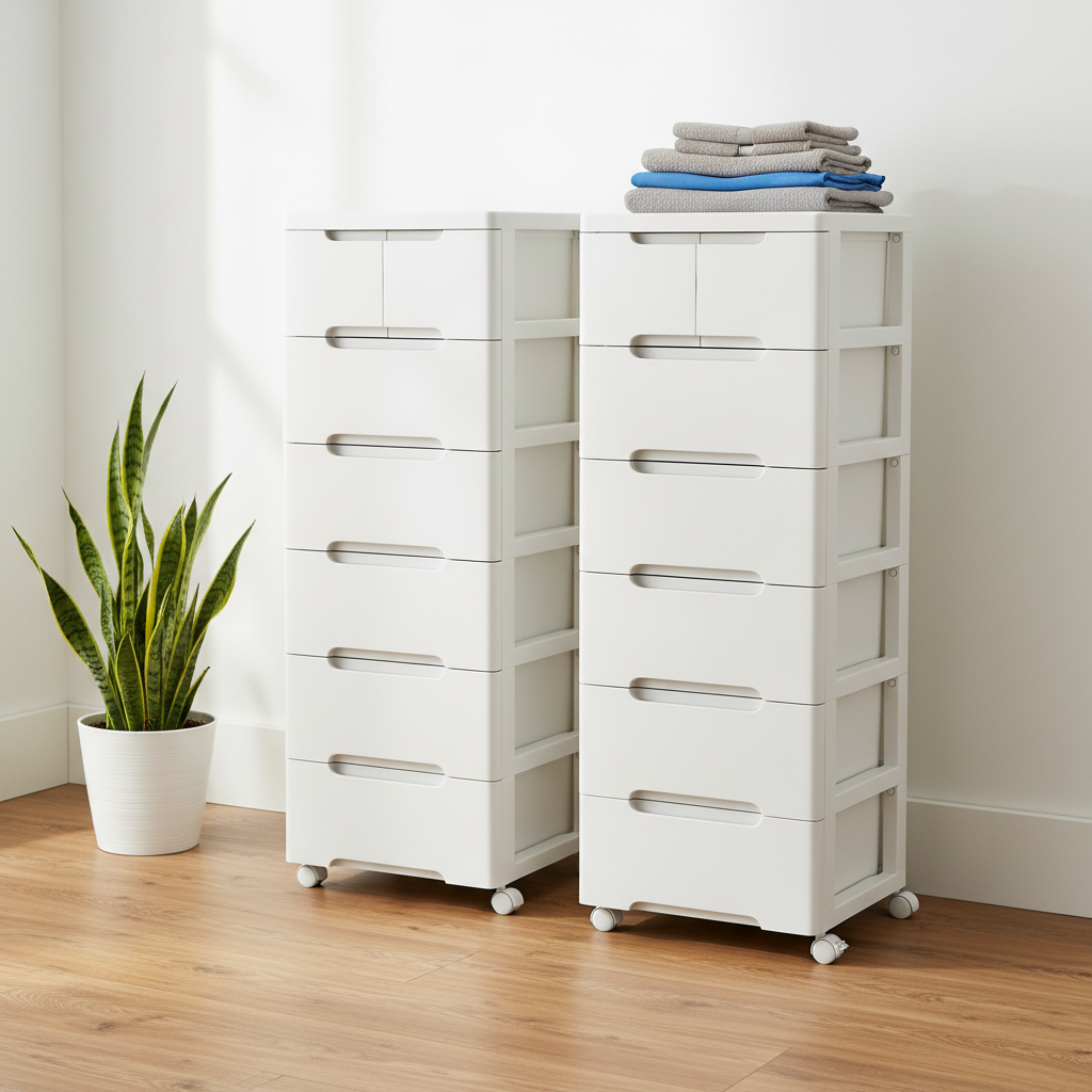2 PCS 7-Drawer Plastic Rolling Storage Cart with 4 Universal - See Details