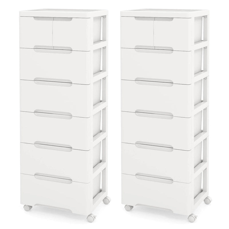   2 PCS 7-Drawer Plastic Rolling Storage Cart with 4 Universal - See Details