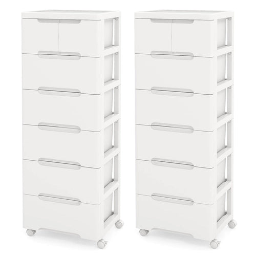   2 PCS 7-Drawer Plastic Rolling Storage Cart with 4 Universal - See Details