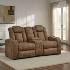 Zane Power Recliner Loveseat, Adjustable Headrest, Gray Faux Nubuck Suede