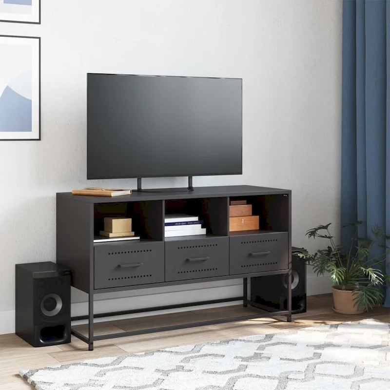 vidaXL Mobile TV Centro Intrattenimento Unità Multimediale Mobili Soggiorno Acciaio - 15.4 x 39.6 x 23.8