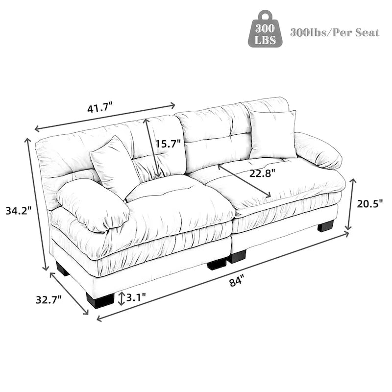Divano a 3 posti imbottito 84 con Memory Foam e cuscini comfort