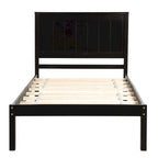 Struttura letto a piattaforma matrimoniale in legno di pino nero con testiera - Supporto a doghe in legno, non è necessaria la rete a molle, design salvaspazio