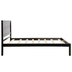 Struttura letto a piattaforma matrimoniale in legno di pino nero con testiera - Supporto a doghe in legno, non è necessaria la rete a molle, design salvaspazio