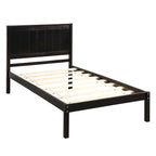 Struttura letto a piattaforma matrimoniale in legno di pino nero con testiera - Supporto a doghe in legno, non è necessaria la rete a molle, design salvaspazio