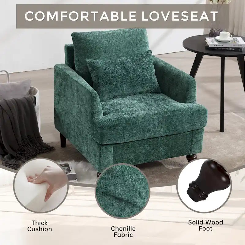 Poltrona Emerald Modern 29.53 rivestita in ciniglia con struttura in legno massello e cuscini