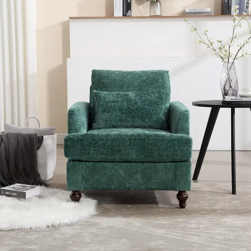 Poltrona Emerald Modern 29.53 rivestita in ciniglia con struttura in legno massello e cuscini