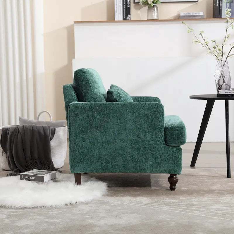 Poltrona Emerald Modern 29.53 rivestita in ciniglia con struttura in legno massello e cuscini