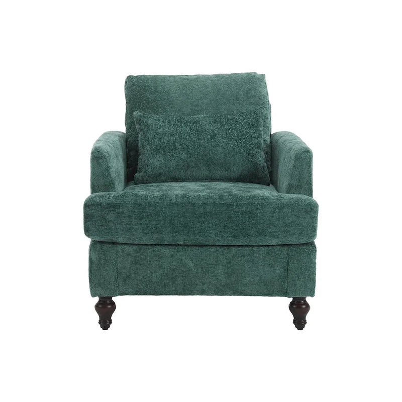 Poltrona Emerald Modern 29.53 rivestita in ciniglia con struttura in legno massello e cuscini