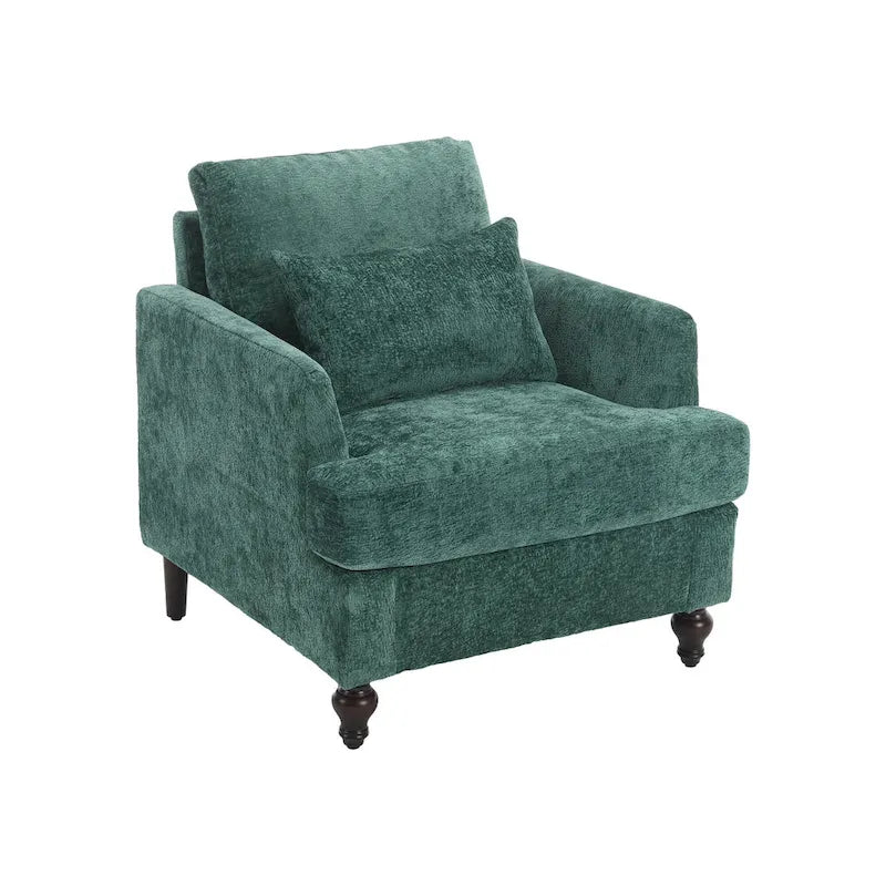 Poltrona Emerald Modern 29.53 rivestita in ciniglia con struttura in legno massello e cuscini