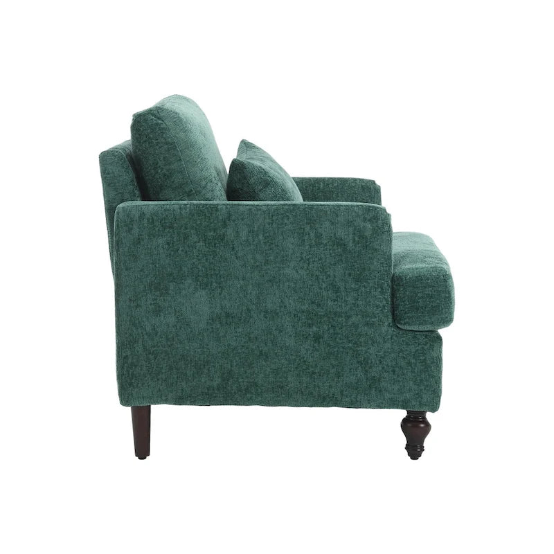 Poltrona Emerald Modern 29.53 rivestita in ciniglia con struttura in legno massello e cuscini