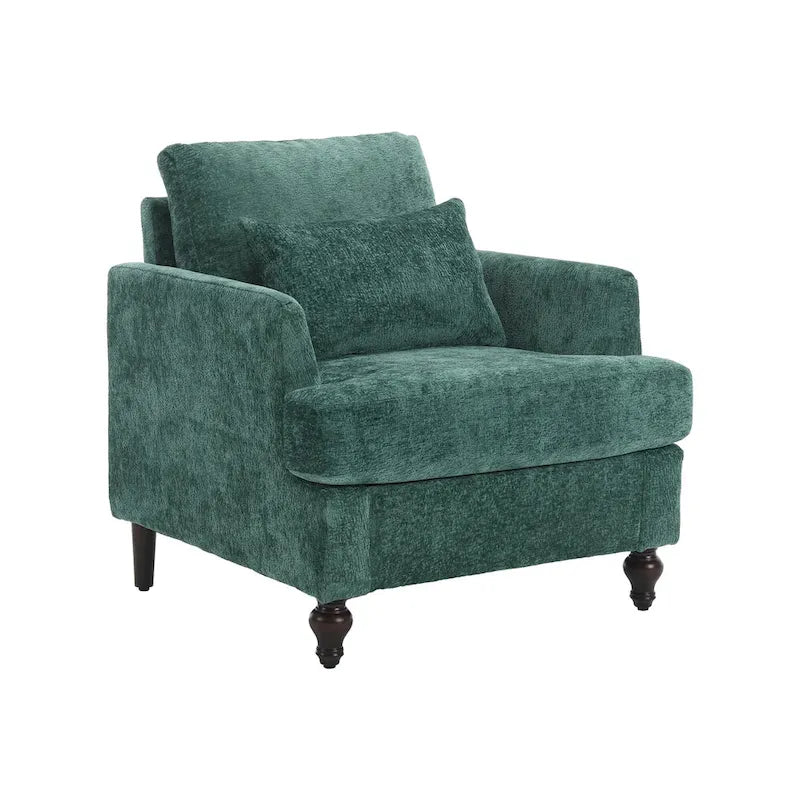Poltrona Emerald Modern 29.53 rivestita in ciniglia con struttura in legno massello e cuscini