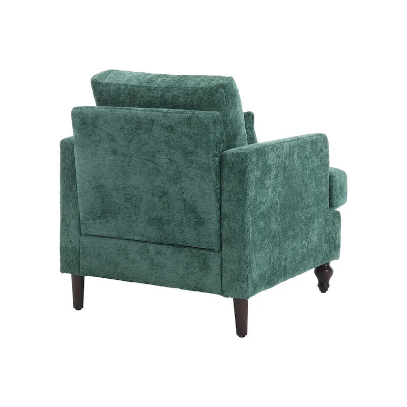 Poltrona Emerald Modern 29.53 rivestita in ciniglia con struttura in legno massello e cuscini