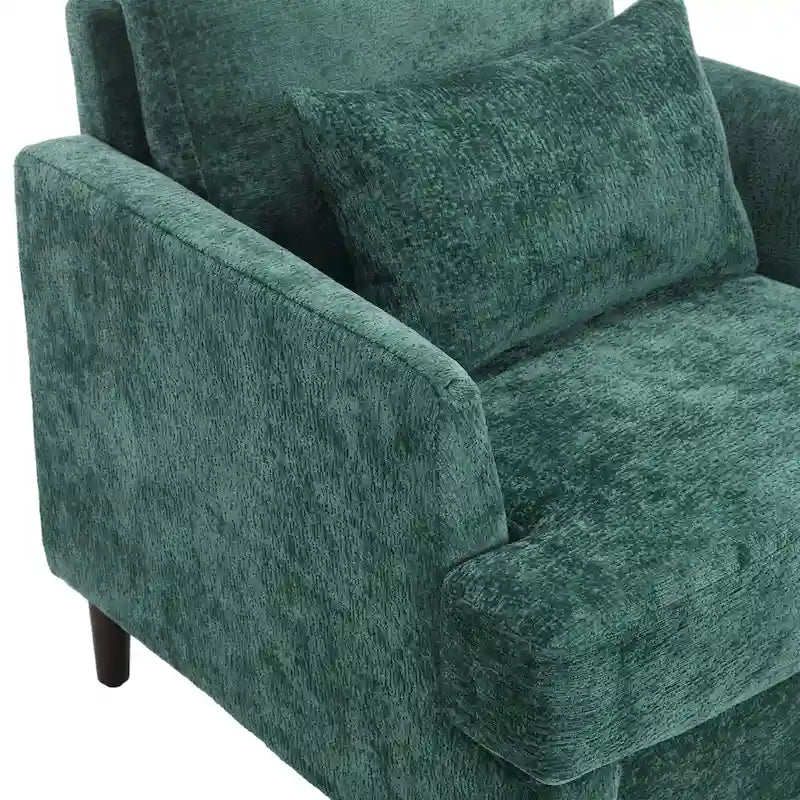 Poltrona Emerald Modern 29.53 rivestita in ciniglia con struttura in legno massello e cuscini
