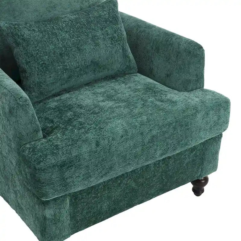 Poltrona Emerald Modern 29.53 rivestita in ciniglia con struttura in legno massello e cuscini