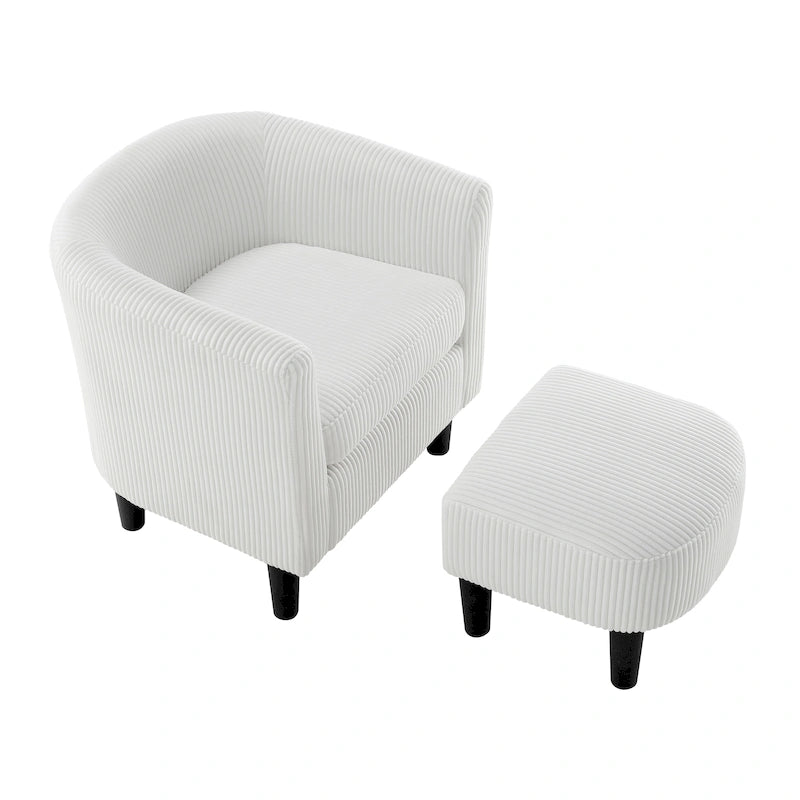 26,38 Poltrona in velluto a coste con pouf