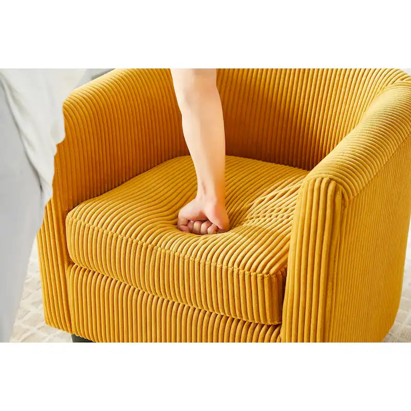 26,38 Poltrona in velluto a coste con pouf
