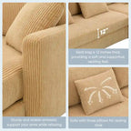 Divano a 3 posti a L giallo 87 con chaise longue reversibile e 3 cuscini, design salvaspazio per soggiorno