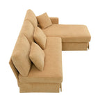 Divano a 3 posti a L giallo 87 con chaise longue reversibile e 3 cuscini, design salvaspazio per soggiorno