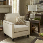 Stoddard Ivory Fabric Chair with Nailhead Trim by  