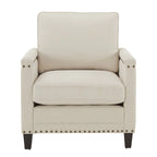 Sedia Stoddard Ivory in tessuto con borchie di