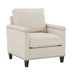 Sedia Stoddard Ivory in tessuto con borchie di