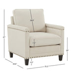 Sedia Stoddard Ivory in tessuto con borchie di