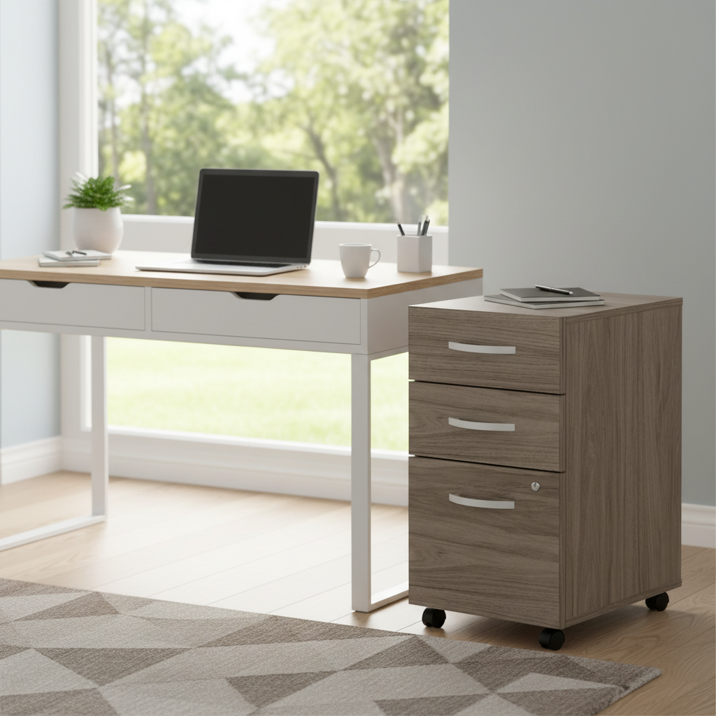 Hybrid 3 Drawer Mobile File Cabinet by