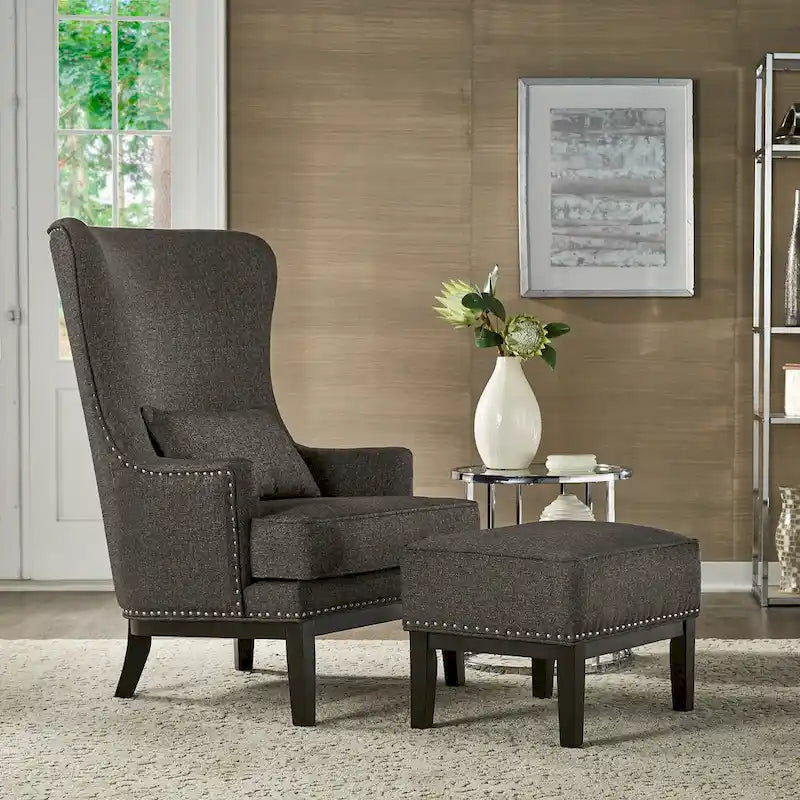 Capella Highback Wing Lounge Chair with Footstool by  