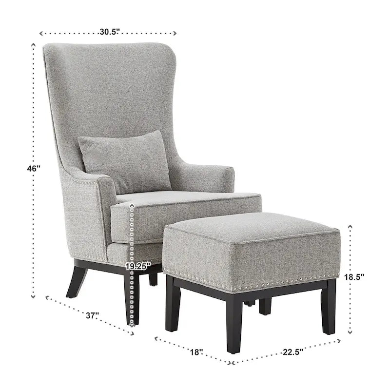 Poltrona lounge Capella Highback Wing con poggiapiedi di