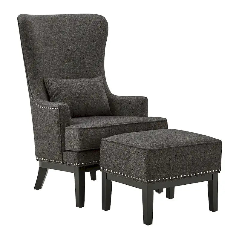 Poltrona lounge Capella Highback Wing con poggiapiedi di
