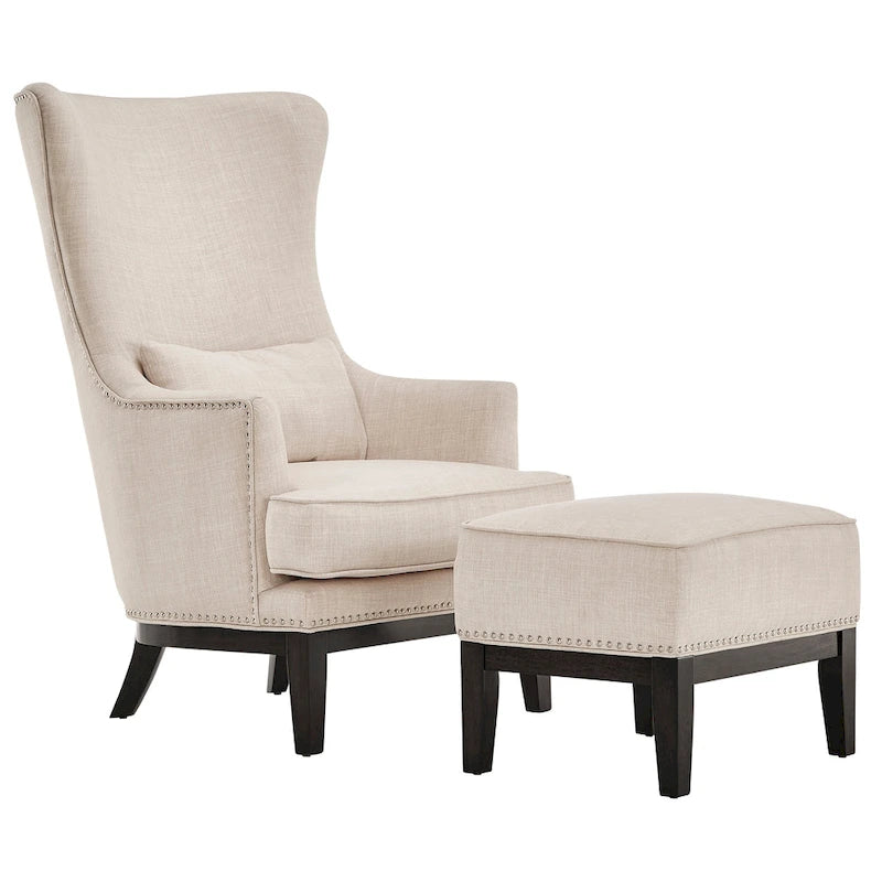 Poltrona lounge Capella Highback Wing con poggiapiedi di