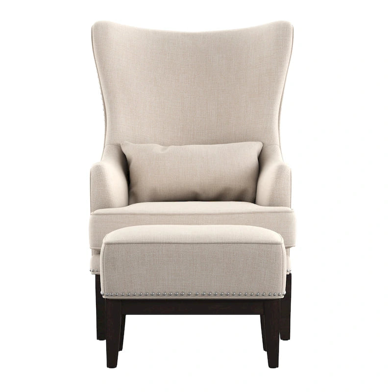 Poltrona lounge Capella Highback Wing con poggiapiedi di