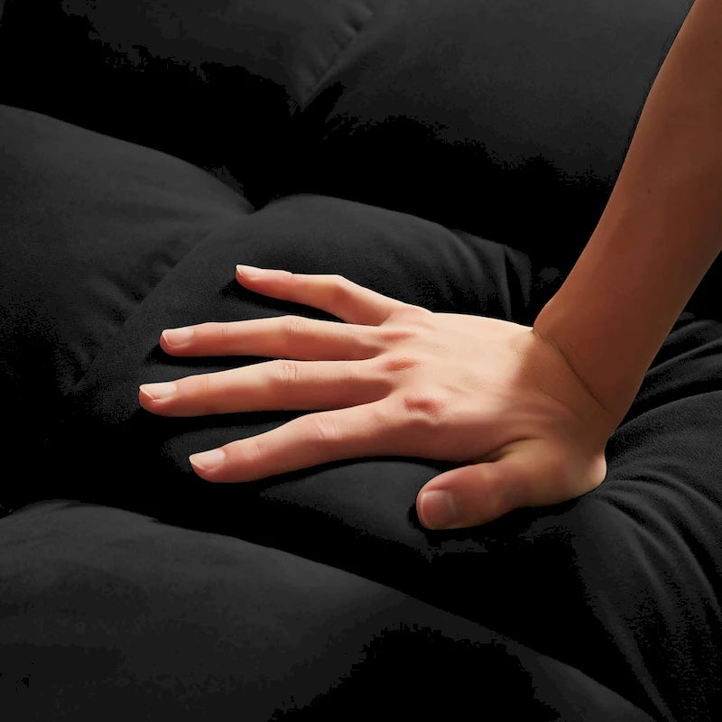 Divano Letto Convertibile a Due Posti in Velluto con 2 Cuscini