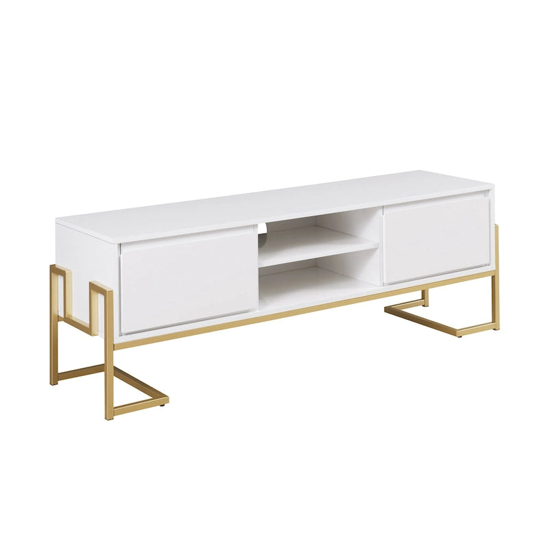 Mobile TV Middlebrook con 2 cassetti e base in metallo in stile contemporaneo