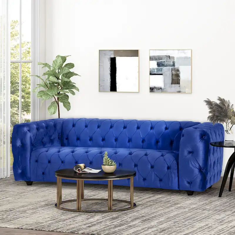 Divano Sagewood Transitional con imbottitura capitonné profonda, di